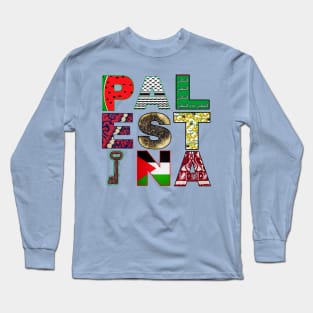 PALESTINA - Palestine Symbols - Front Long Sleeve T-Shirt